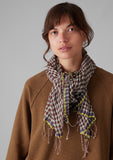 Pinwheel Gingham Cotton Scarf | Ecru/Brown Ochre