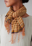 Pinwheel Gingham Cotton Scarf | Narcissus Yellow /Poppy orange