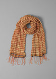 Pinwheel Gingham Cotton Scarf | Narcissus Yellow /Poppy orange