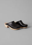 Kit and Clogs Studio Leather Mid Heel Clogs | Black