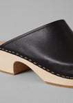 Kit and Clogs Studio Leather Mid Heel Clogs | Black