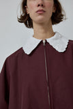 CORDERA Crochet Collar Jacket in Burgundy