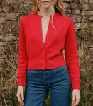 FAIRCHILD CASHMERE CARDIGAN -- TOMATO