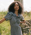 GWYNEIRA DRESS -- NAVY COUNTRYSIDE PLAID