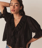 HENRI TOP -- BLACK EYELET