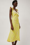 INSHADE V Neck Sequin Dress in Light Yellow Plaid