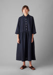 Garment Dyed Linen Shirt Dress | Midnight