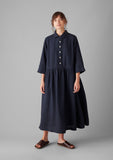 Garment Dyed Linen Shirt Dress | Midnight