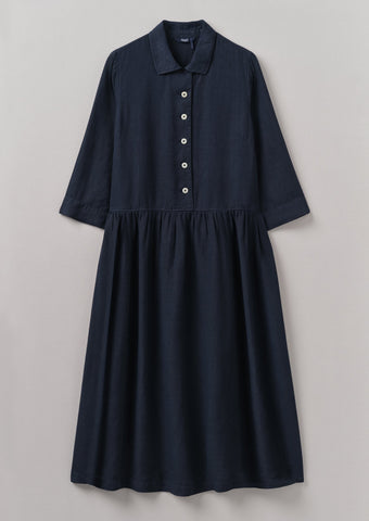 Garment Dyed Linen Shirt Dress | Midnight