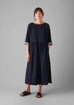 Freya Crinkle Cotton Dress | Indigo Blue