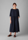 Freya Crinkle Cotton Dress | Indigo Blue