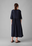 Freya Crinkle Cotton Dress | Indigo Blue