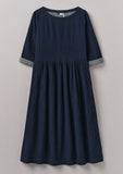 Freya Crinkle Cotton Dress | Indigo Blue