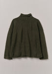 Textured Cotton Easy Sweater | Darkest Olive