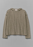 Stripe Alpaca Wool Crew Neck Sweater | Oatmeal/Olive