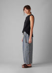 Gingham Linen Cotton Patch Pocket Pants | Denim Blue