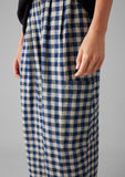 Gingham Linen Cotton Patch Pocket Pants | Denim Blue