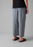 Gingham Linen Cotton Patch Pocket Pants | Denim Blue