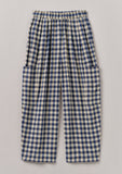 Gingham Linen Cotton Patch Pocket Pants | Denim Blue