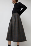 No.6 Nic Skirt in Small Dark Grey and Orange Plaid