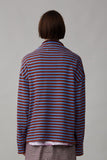 ONA LONG SLEEVE | CORNFLOWER AND BURGUNDY STRIPE