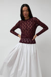 No.6 Ash Tee in Bordeaux Lace