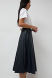 No.6 Lucy Patchwork Skirt in Navy Faux Leather