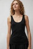 Silk Laundry Jersey Scoop Tank in Black