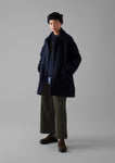 Indigo Cotton Wool Pea Coat | Indigo