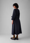 Buttoned Organic Cotton Dress | Navy