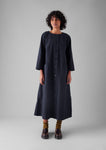 Buttoned Organic Cotton Dress | Navy