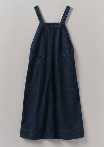 Patch Pocket Denim Dungaree Dress | Indigo