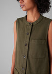 Garment Dyed Sleeveless Tunic Dress | Sap Green