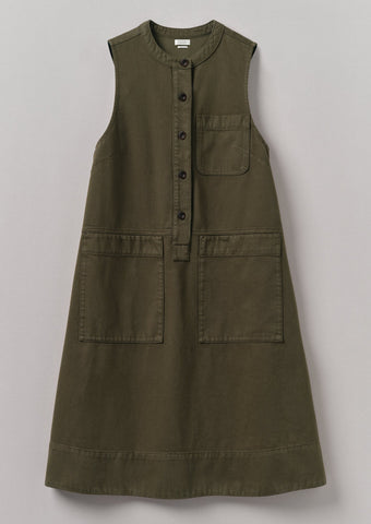 Garment Dyed Sleeveless Tunic Dress | Sap Green