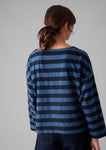 Pinwheel Stripe High Neck Tee | Double Blue