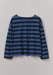 Pinwheel Stripe High Neck Tee | Double Blue