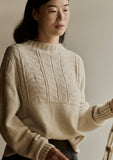 Geo Wool Cotton Gansey Sweater | Bone