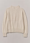 Geo Wool Cotton Gansey Sweater | Bone