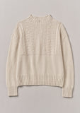 Geo Wool Cotton Gansey Sweater | Bone