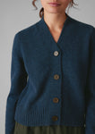 Kaia V-Neck Wool Cardigan | Petrol