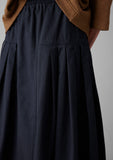 Pleated Organic Cotton Skirt | Navy