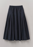 Pleated Organic Cotton Skirt | Navy