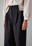 Cotton Paper Bag Pants | Soft Black