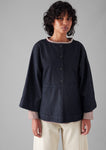 Half Placket Cotton Denim Smock | Indigo