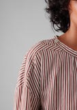 Stripe Cotton Gathered Smock Top | Brick/Ecru