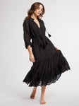 Astrid Dress in Black Petal Embroidery