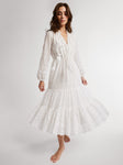 Astrid Dress in White Petal Embroidery