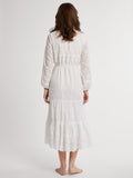 Astrid Dress in White Petal Embroidery