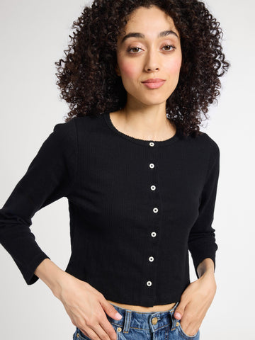 Bibi Pointelle Cardigan in Black