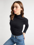 Carmela Pointelle Turtleneck in Black